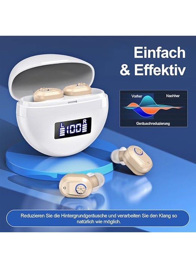 Hearing aids, invisible magnetic hearing aids, contact charging case with LED power display (white + skin color) - Image 2